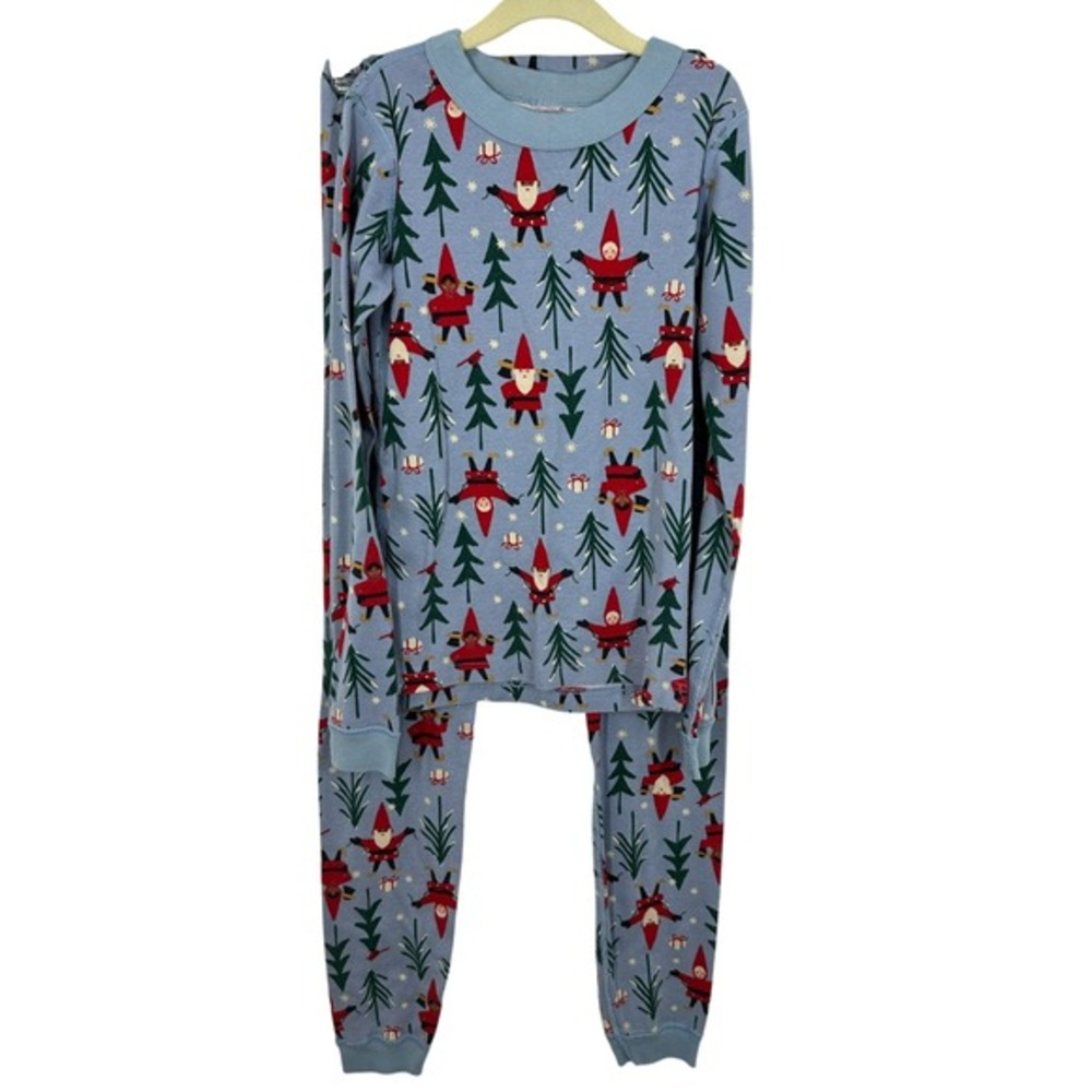 Hanna Andersson Gnome Tree Pajama Set Long Sleeve Pants Blue Holiday Sleepwear